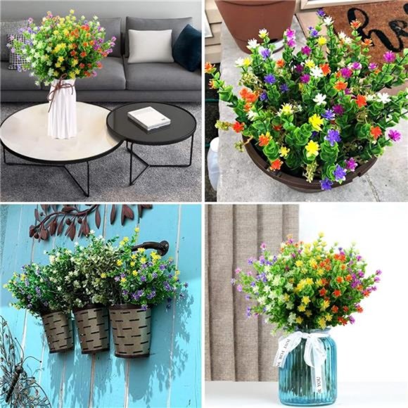 5 Bundles Artificial Flowers for Outdoors, UV Resistant Faux Outdoor Flowers - Picture 5 of 6